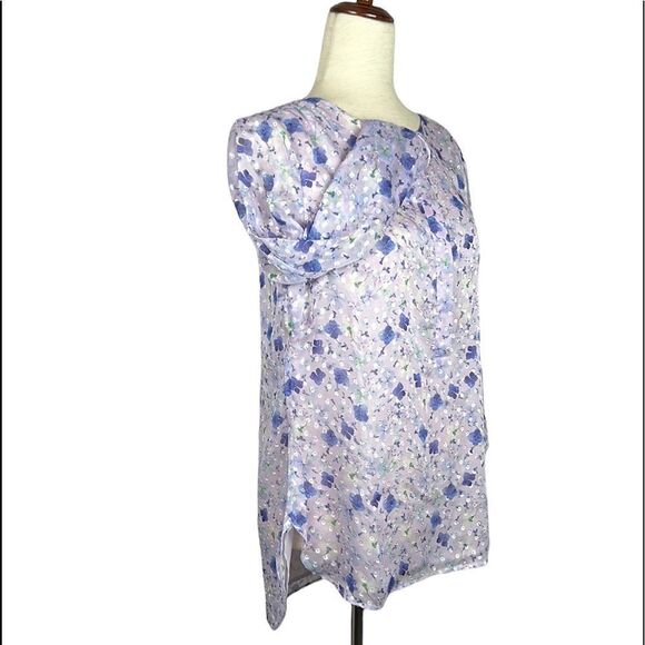 Talbots Chiffon Floral Top Blouse 3/4 sleeves Crew Neck Relaxed Fit Sz S - Picture 1 of 10